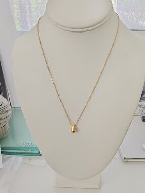 Gold Teardrop Pendant Necklace -Stainless Steel